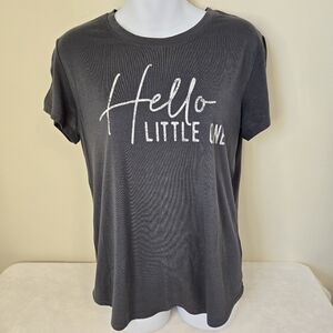 Hello Little One Graphic Maternity Tee - Charcoal with White Print